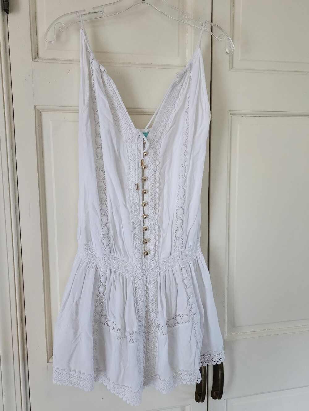 Melissa Odabash Ivory Lace-Trim Sleeveless Dress. - Picture 4 of 9